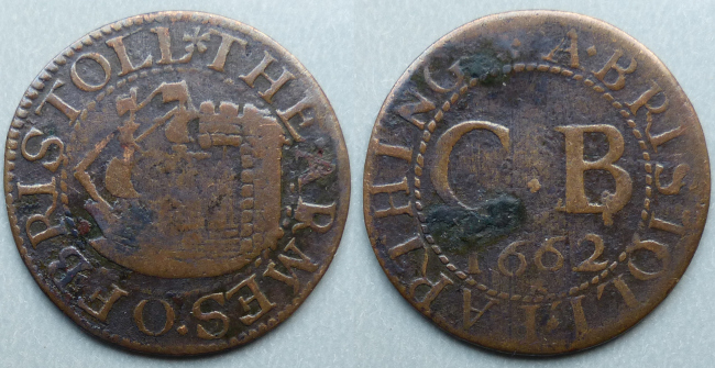 Bristol, city issue 1662 farthing N1533